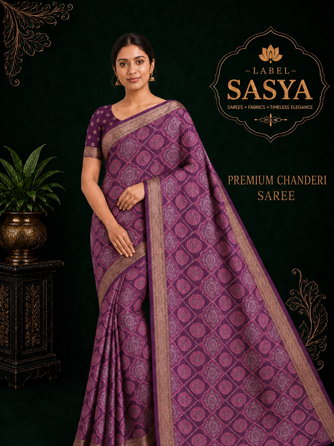 PREMIUM CHENDERI MAGENTA SAREE