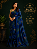 PREMIUM PURE COTTON  BLUE SAREE