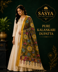 PREMIUM KALANKARI PESARA GREEN AND GOOLD BORDER DUPATTA