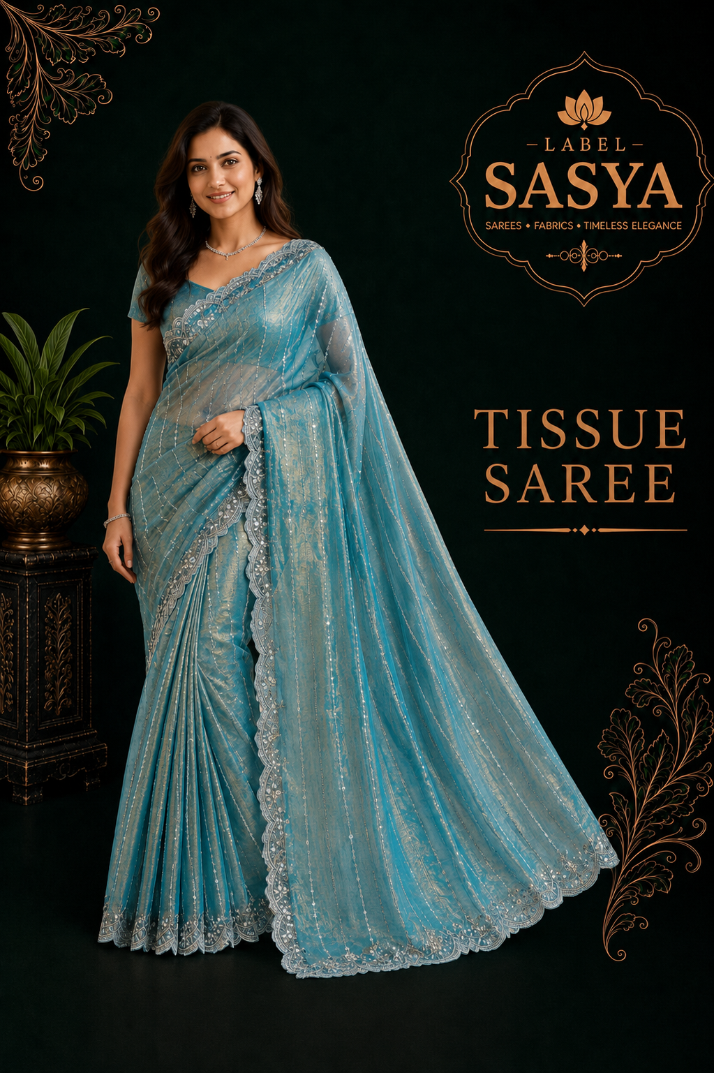 Beautiful Premium Fancy Tissue Saree