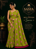 PURE MUL COTTON EMBROIDERED SAREE