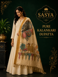 PREMIUM KALANKARI DUPATTA CREAM AND GOLD BORDER