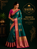 PREMIUM DHARMAVARAM PATTU SAREE GREEN AND PINK BORDER