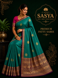 ROYAL BLUE VINTAGE CHECKS PATTU SAREE WITH PURRPLE ZARI BORDER