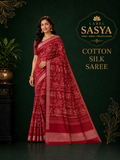 PREMIUM COTTON SILK SAREE RED COLOUR