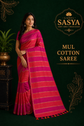 PREMIUM  RAINBOW MUL COTTON  SAREE PINK & ORANGE
