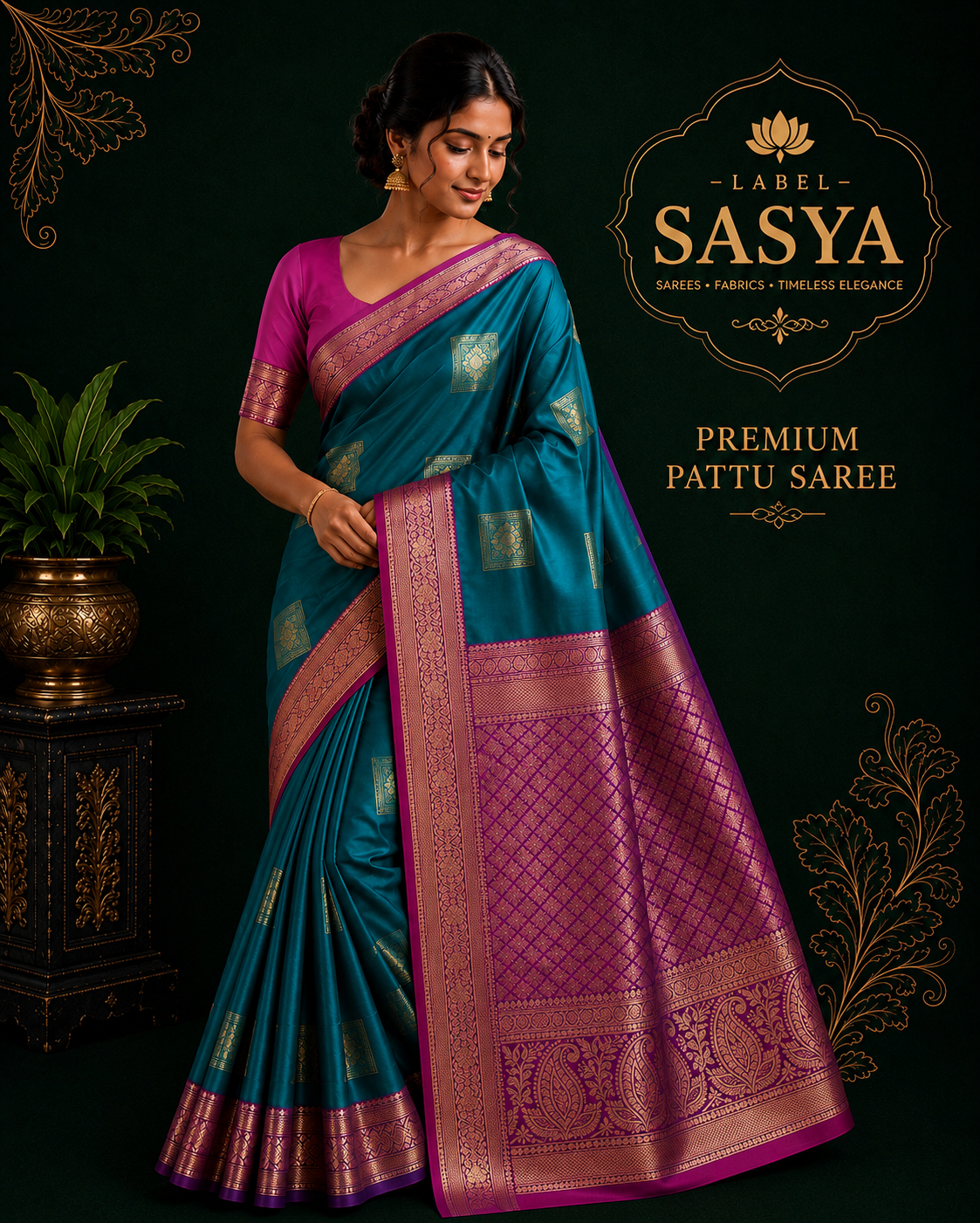PREMIUM DHARMAVARAM PATTU SKY BLUE AND PURPLE BORDER SAREE