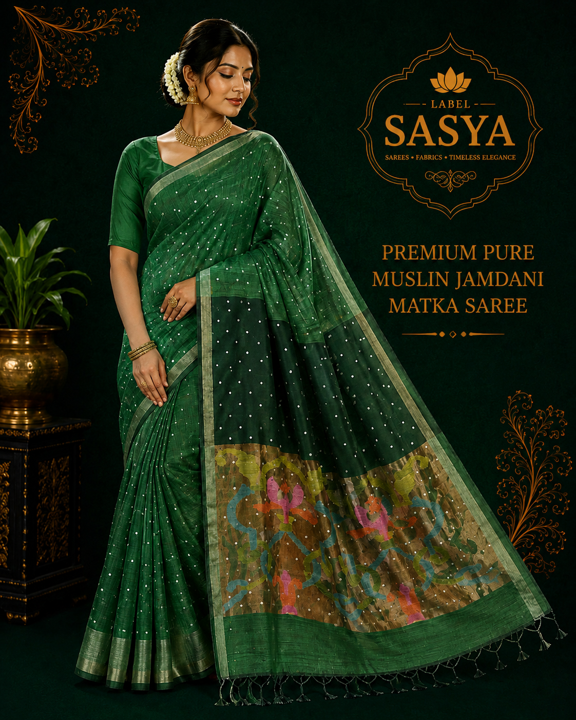 PREMIUM PURE MUSLIN JAMDANI MATKA SAREE