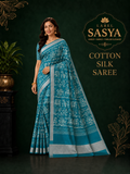 ROYAL SKY BLUE SILK COTTON SAREE