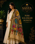 PREMIUM KALANKARI DUPATTA CEMENT AND GREEN BORDER