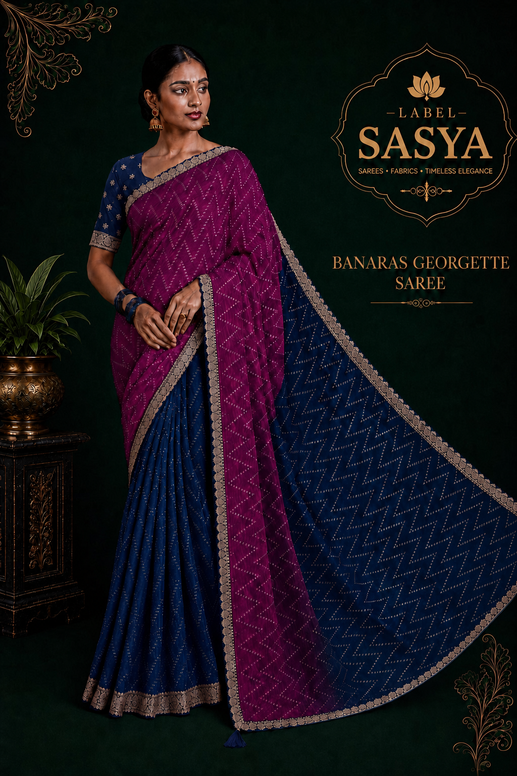 Premium Banaras Georgette Border Saree