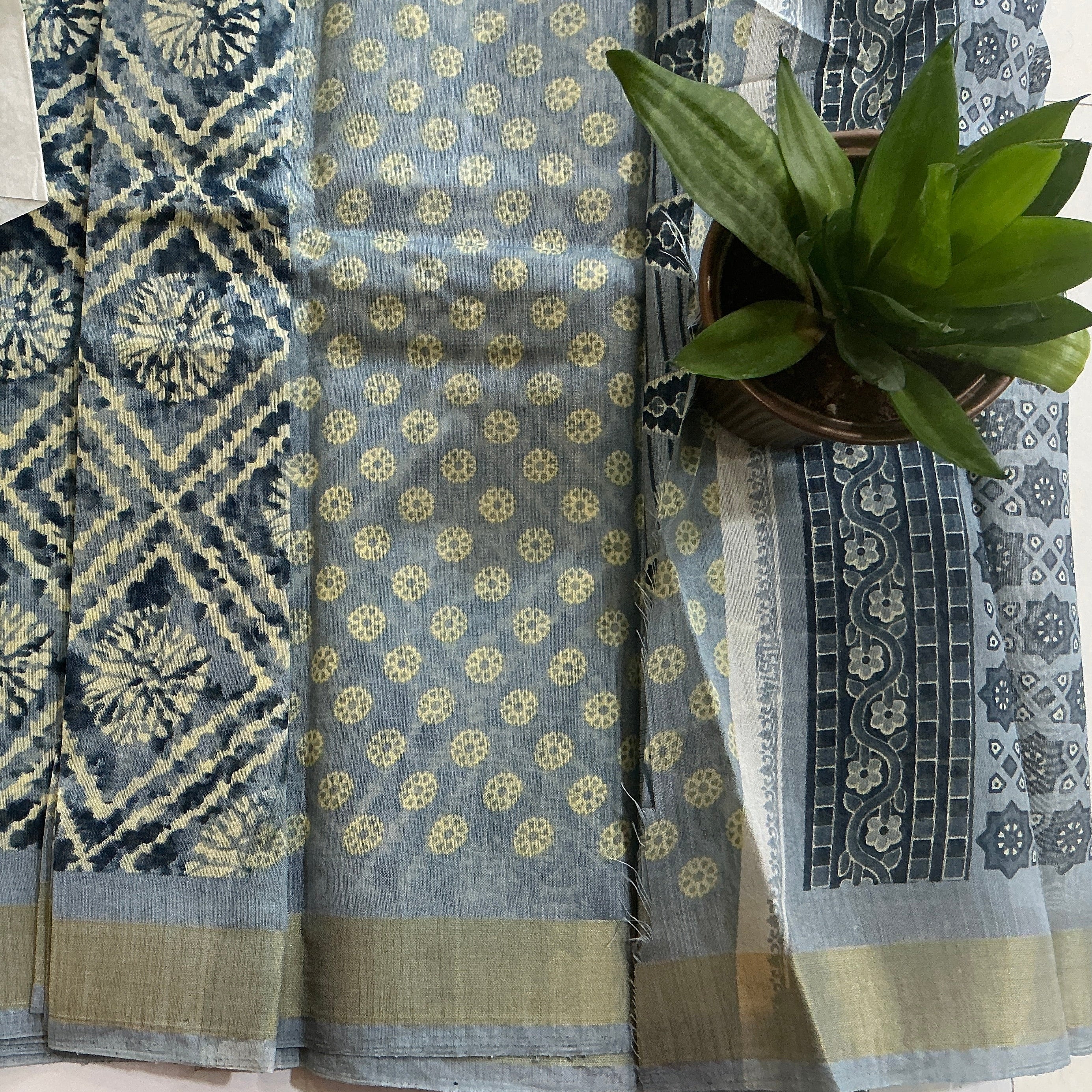 PREMIUM COTTON SAREE DARK BLUE