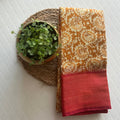 PREMIUM COTTON SILK SAREE YELLOW AND ORANGE