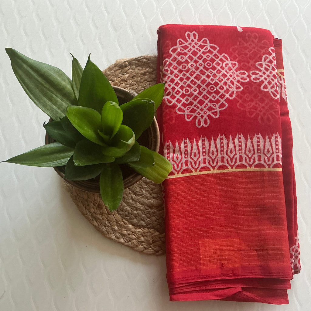 Premium COTTON MUGULU SAREE RED