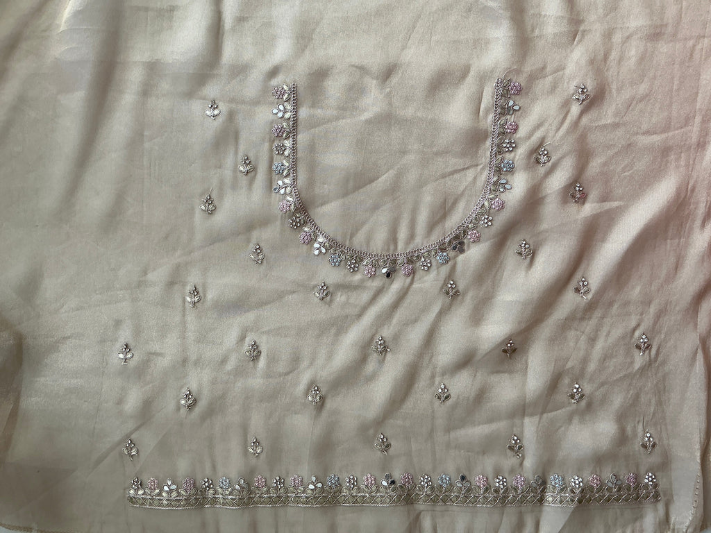 PREMIUM MIRROR WORK SAREE CREAM COLOUR