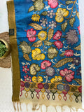 PREMIUM PURE  KALANKARI BULE AND PESARA GREEN BORDER DUPATTA