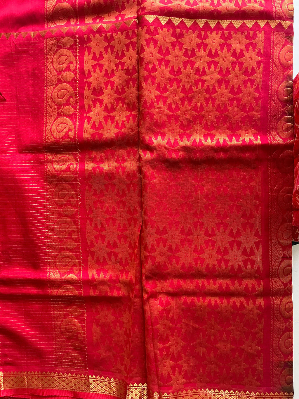 PREMIUM  MANGALAGIRI PATTU BLACK AND RED BUTTAS SAREE