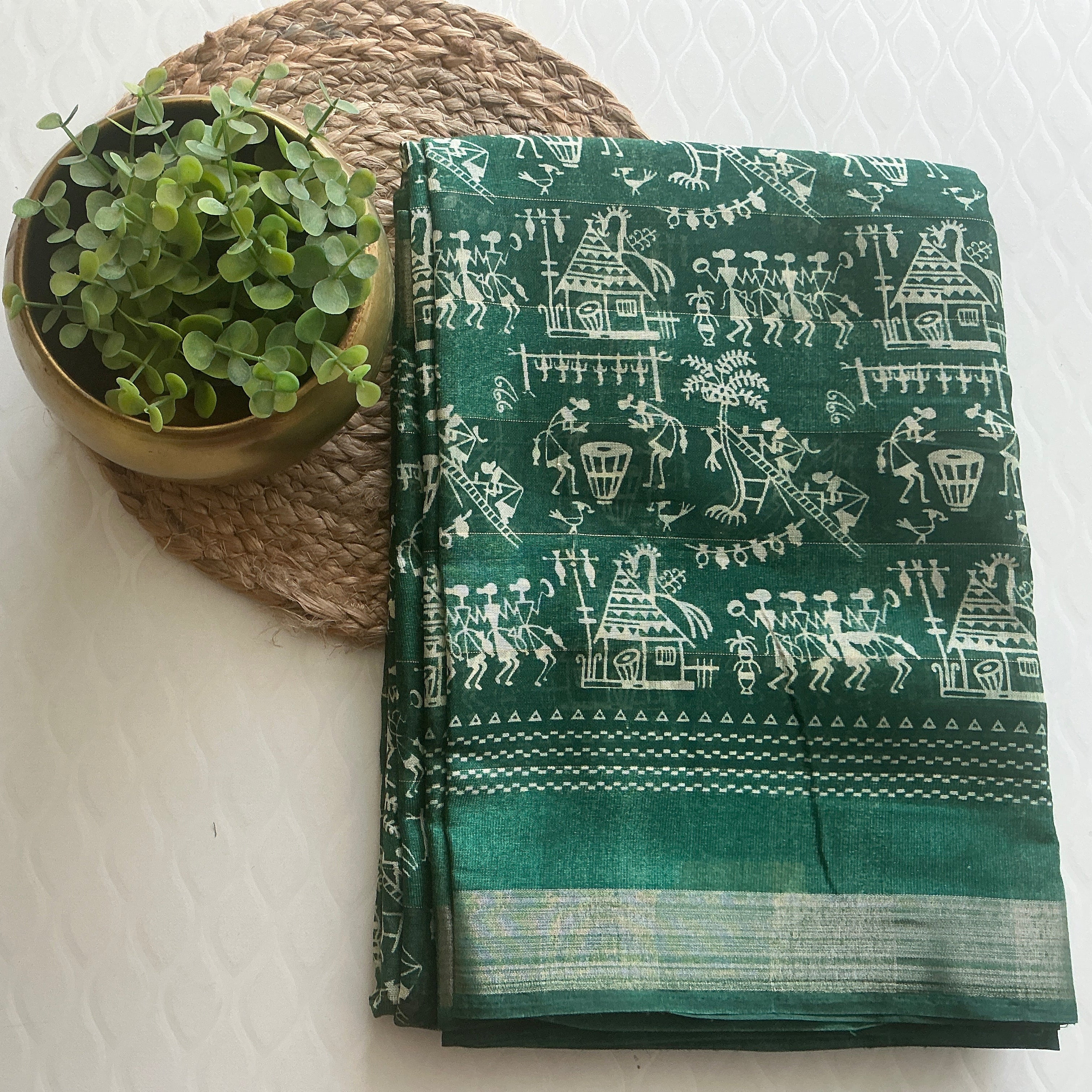 PREMIUM GREEN SILK COTTON SAREE