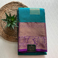 PREMIUM DHARMAVARAM PATTU SKY BLUE AND PURPLE BORDER SAREE