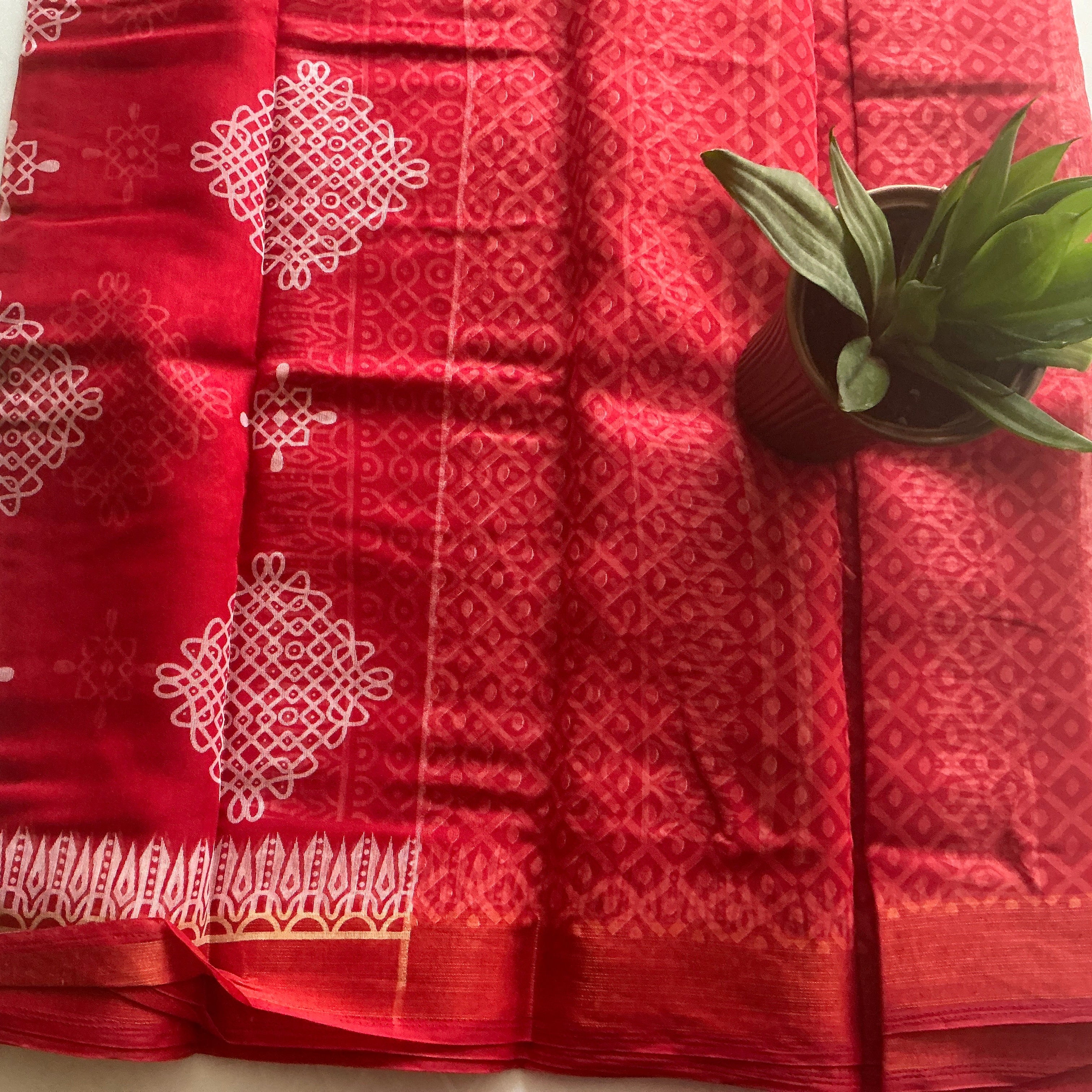Premium COTTON MUGULU SAREE RED