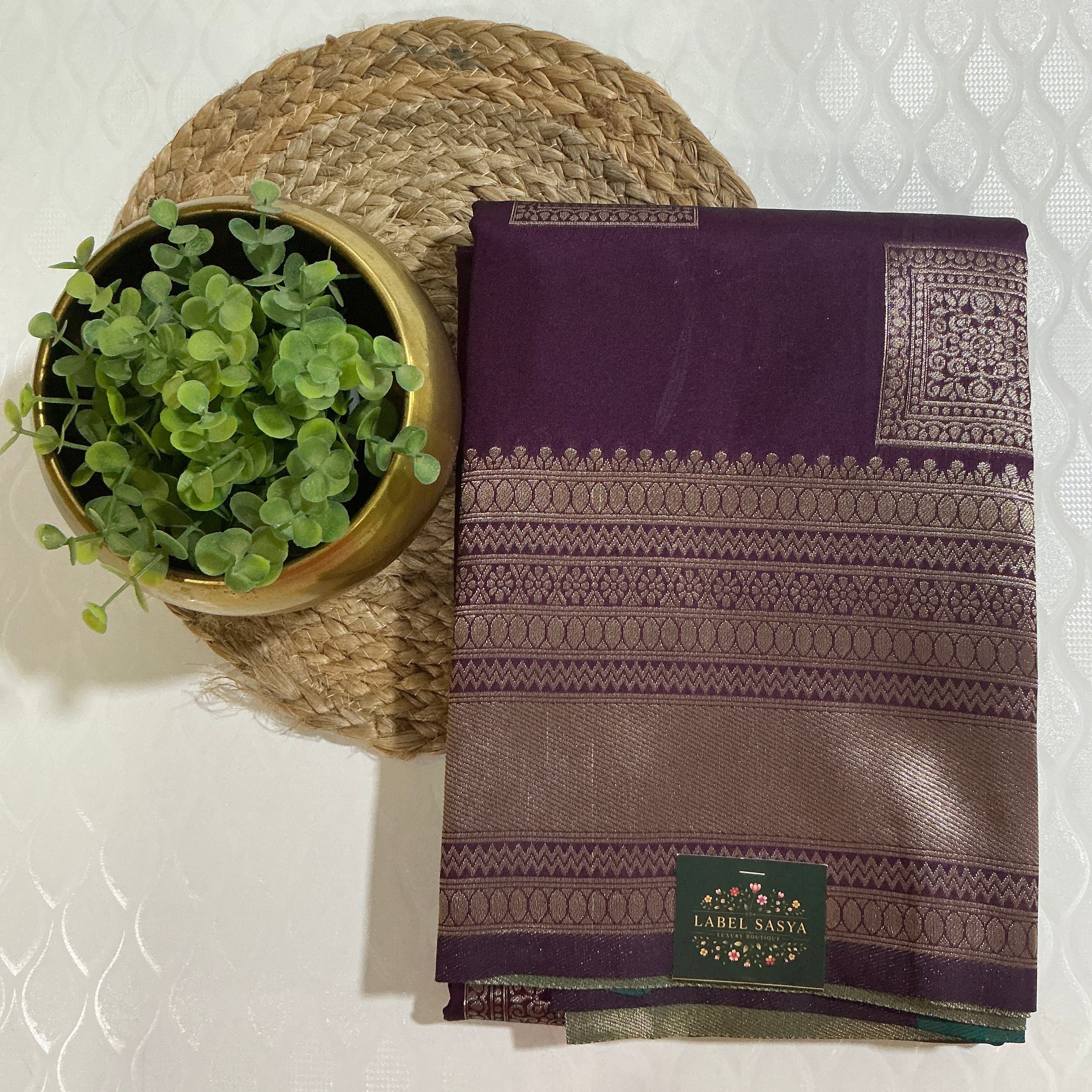 PREMIUM PATTU CONTRAST BORDER PURPLE AND TEAL SAREE