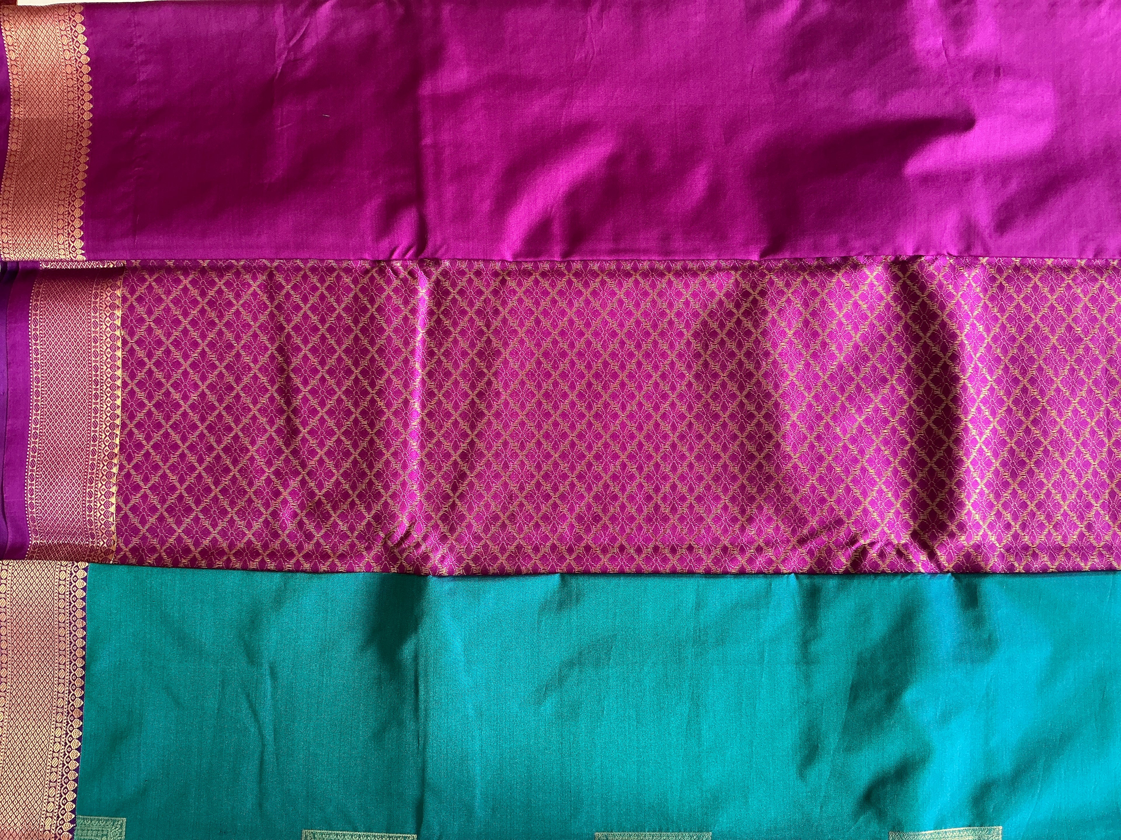 PREMIUM DHARMAVARAM PATTU SKY BLUE AND PURPLE BORDER SAREE