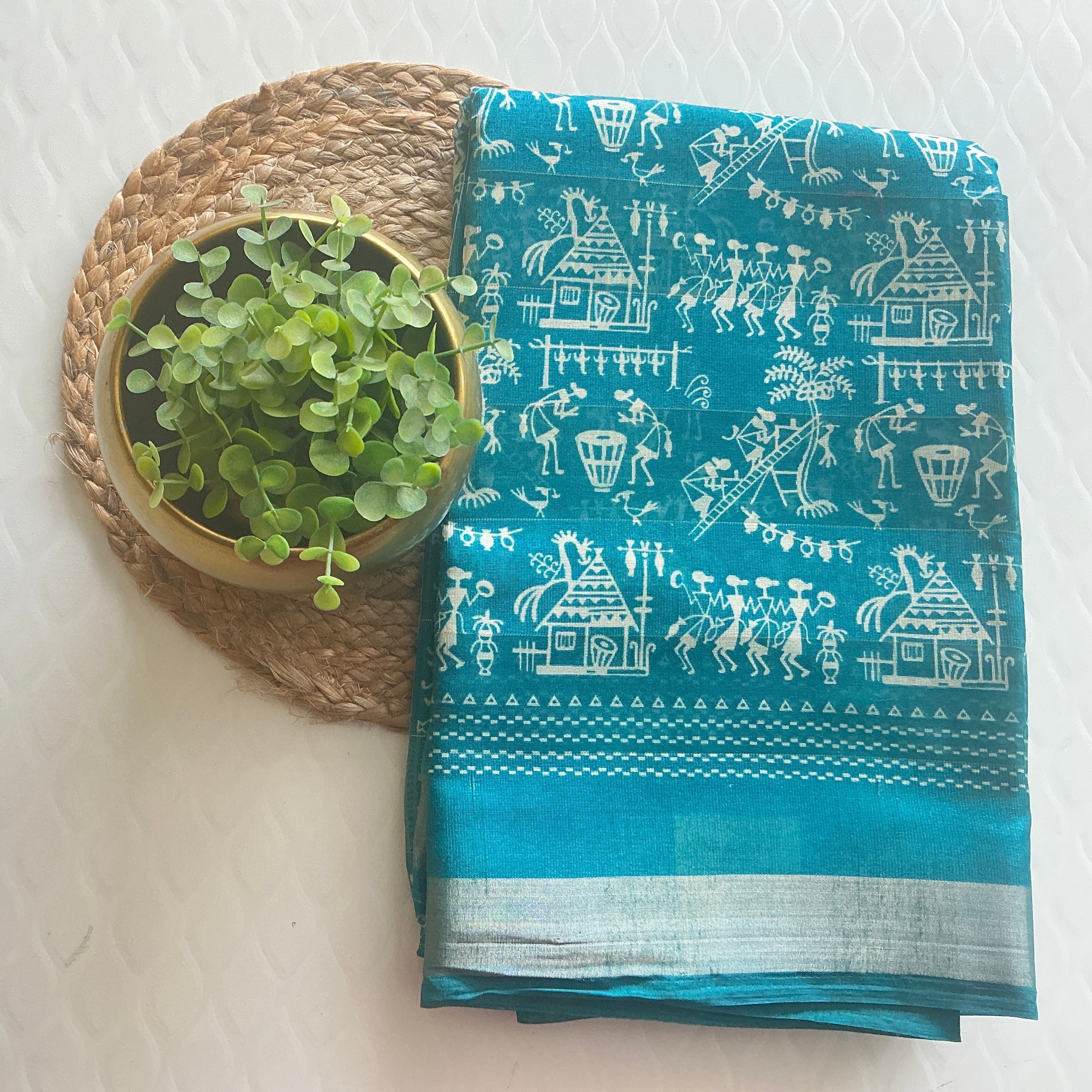 ROYAL SKY BLUE SILK COTTON SAREE