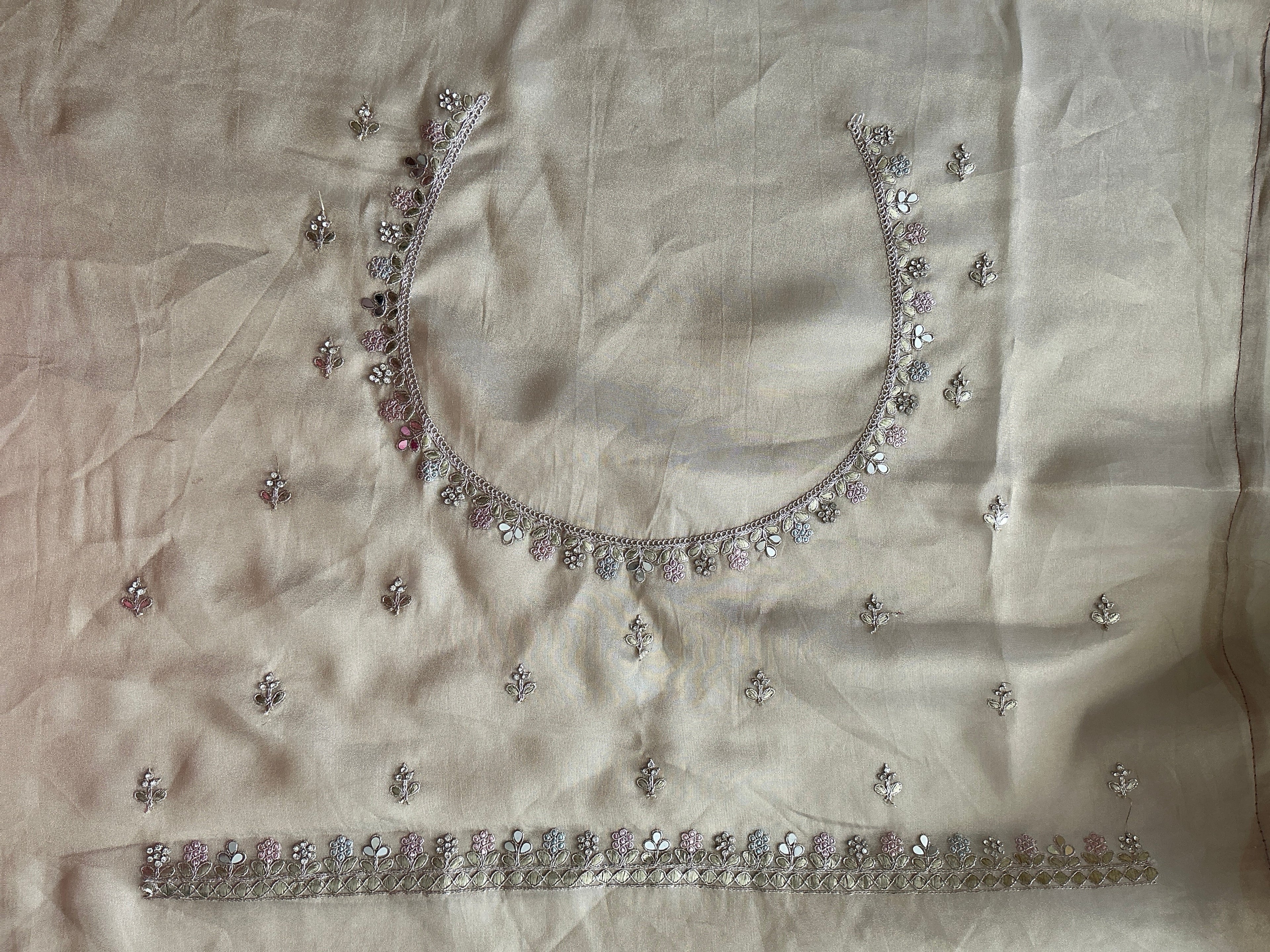PREMIUM MIRROR WORK SAREE CREAM COLOUR