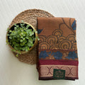 PREMIUM PURE CHANDERI BROWN AND MAROON BORDER SAREE