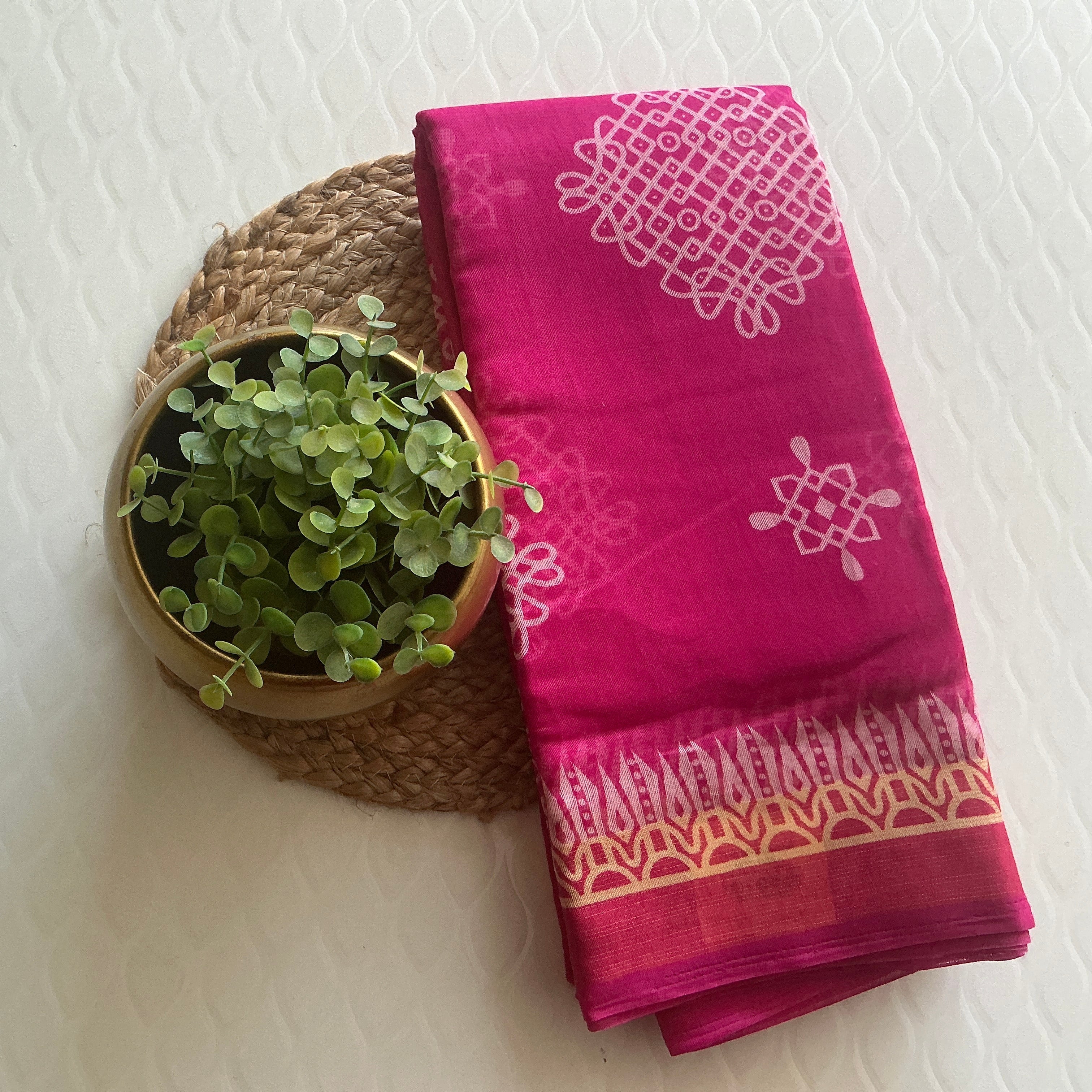 PREMIUM COTTON PINK MUGULU SAREE