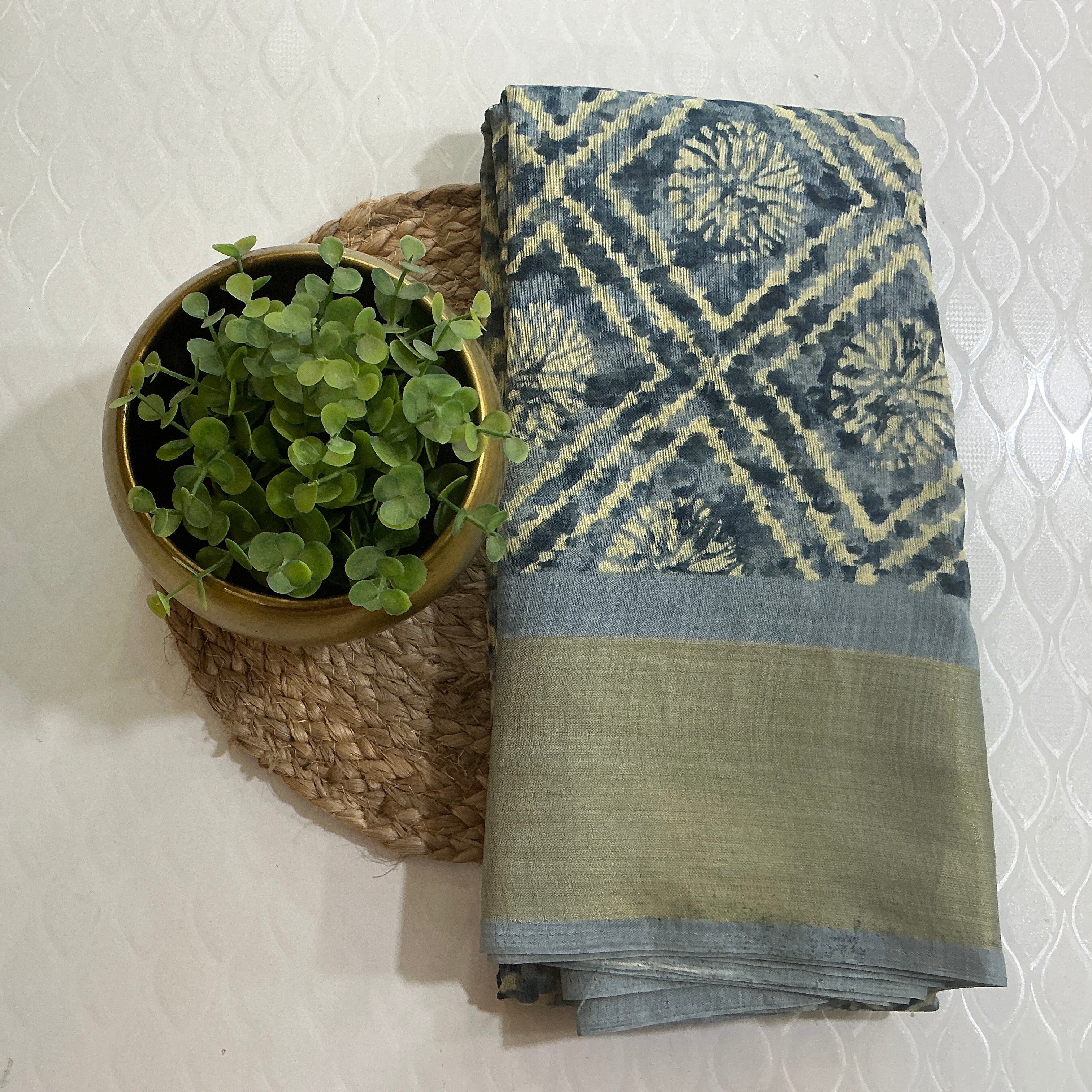 PREMIUM COTTON SAREE DARK BLUE