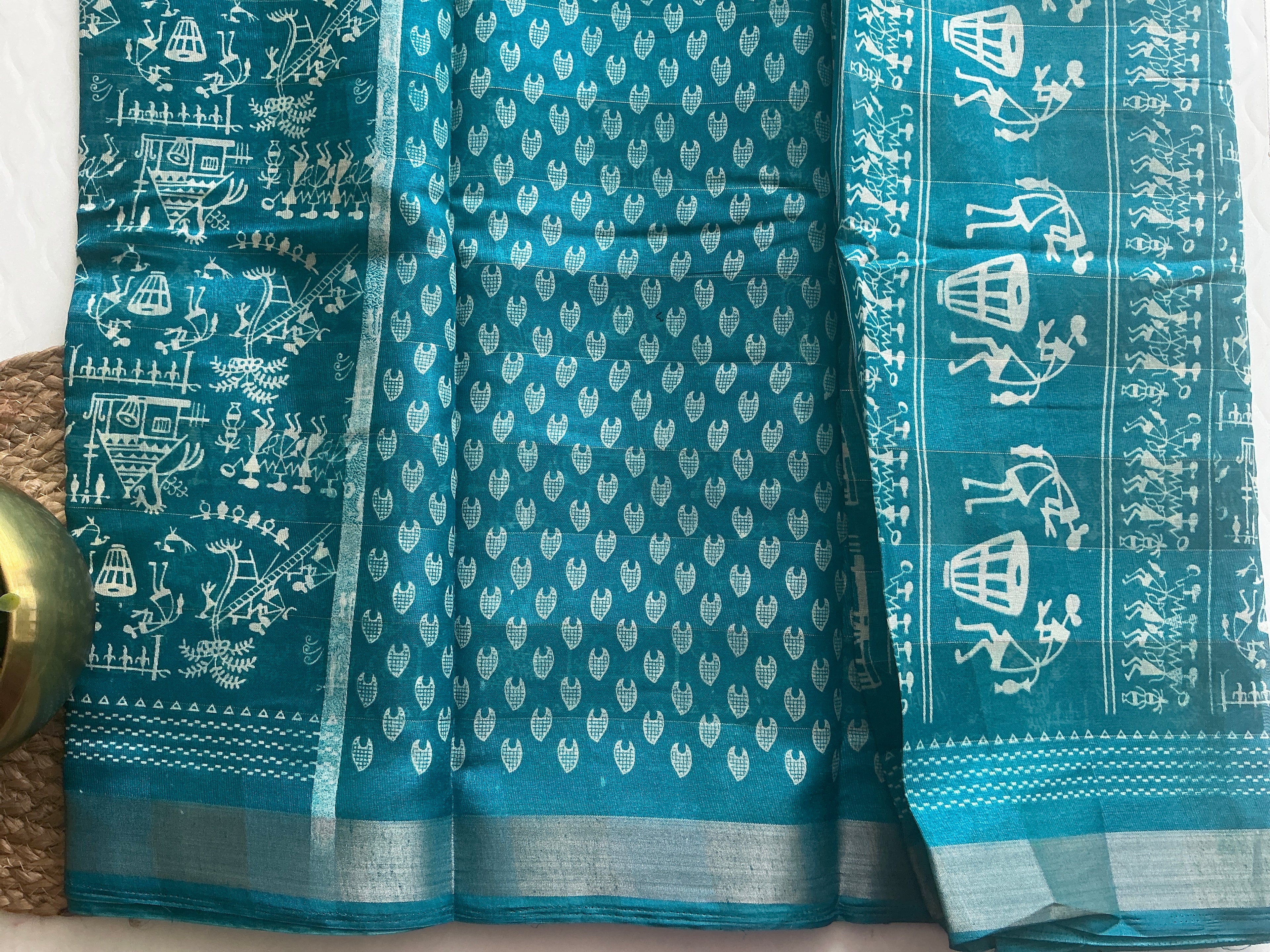 ROYAL SKY BLUE SILK COTTON SAREE