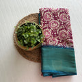 PREMIUM COTTON SILK SAREE MEGENTA AND BLUE BORDER