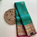ROYAL BLUE VINTAGE CHECKS PATTU SAREE WITH PURRPLE ZARI BORDER