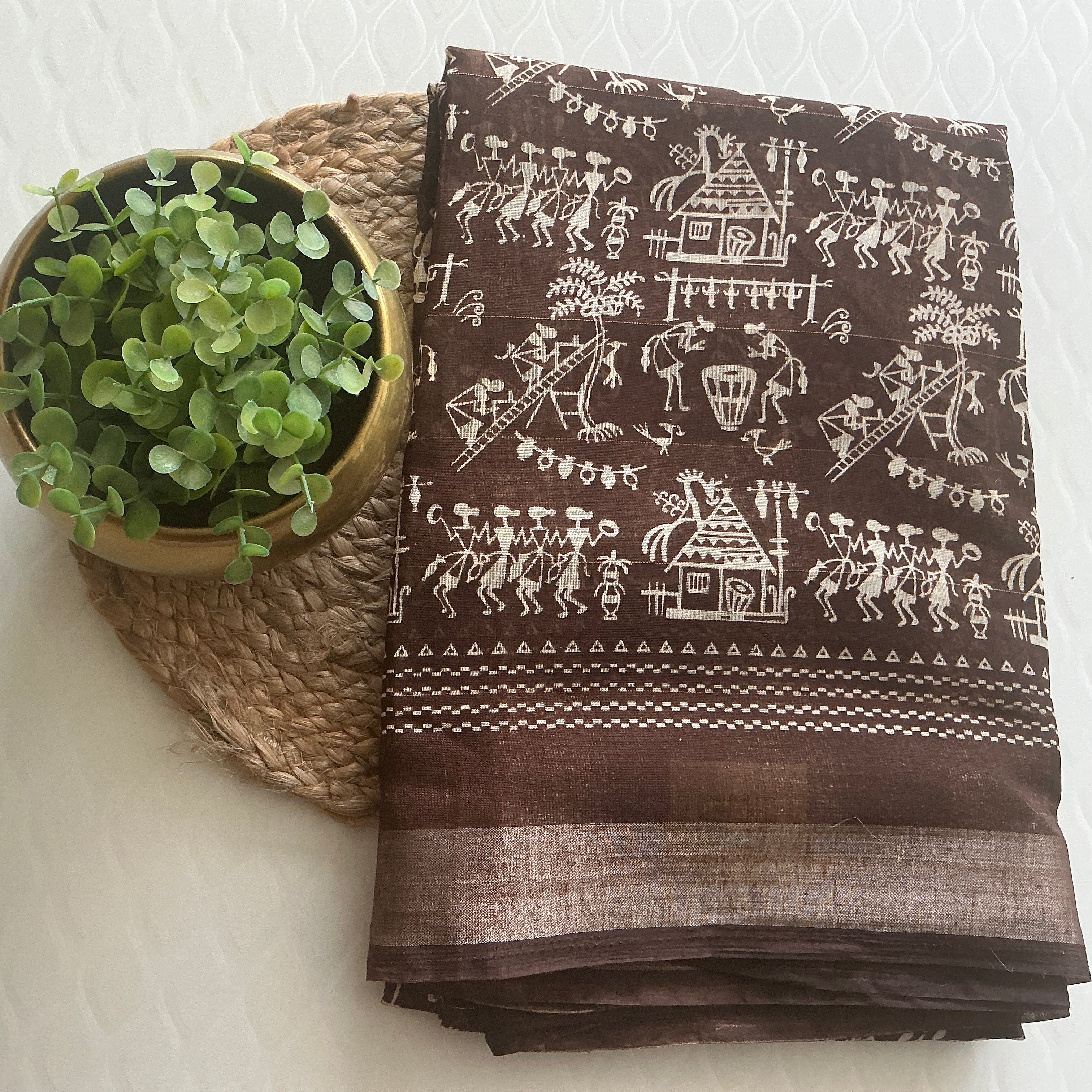 PREMIUM COTTON SILK SAREE BROWN COLOUR