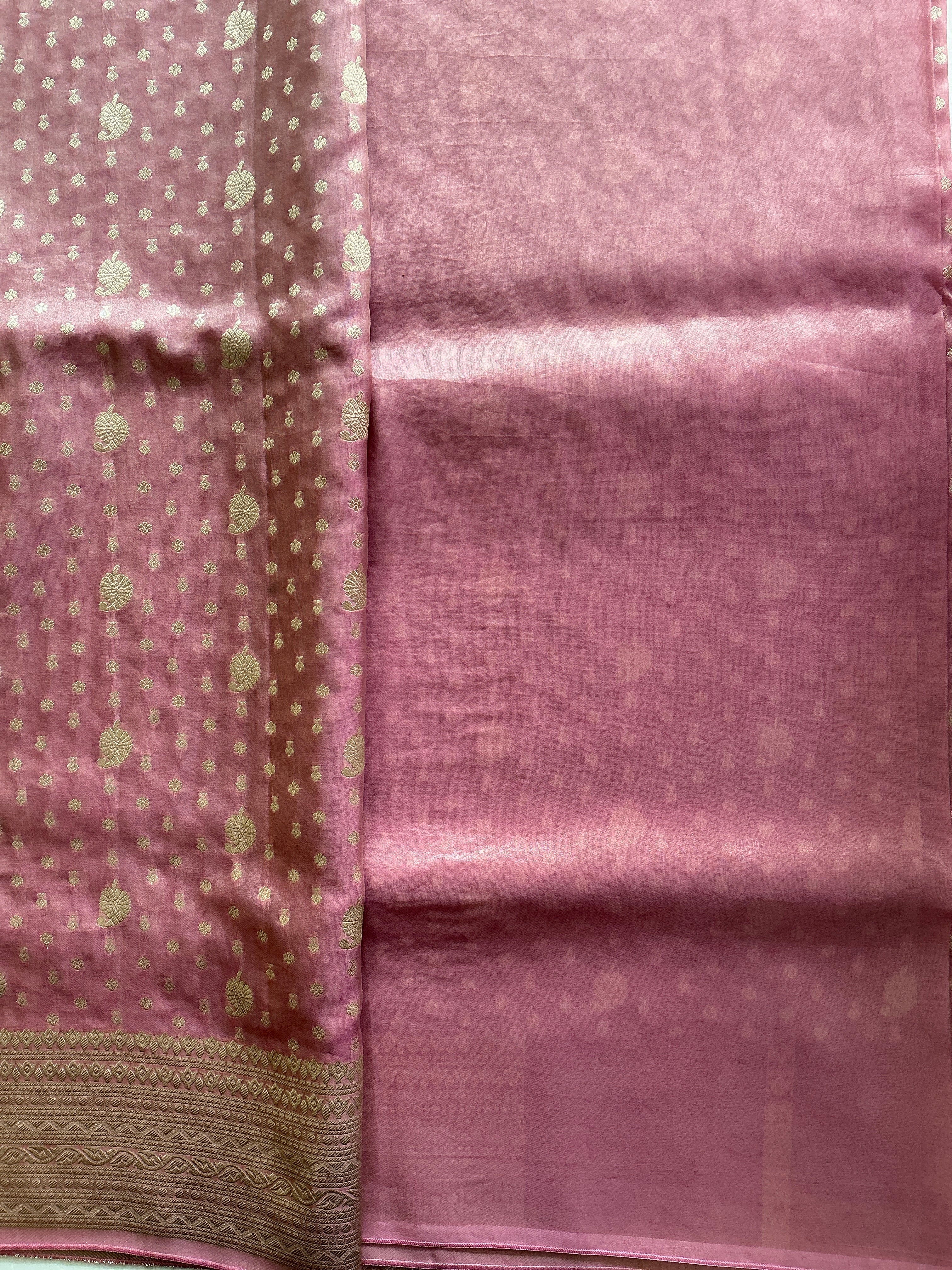 PREMIUM KORA TISSUE SAREE BABY PINK