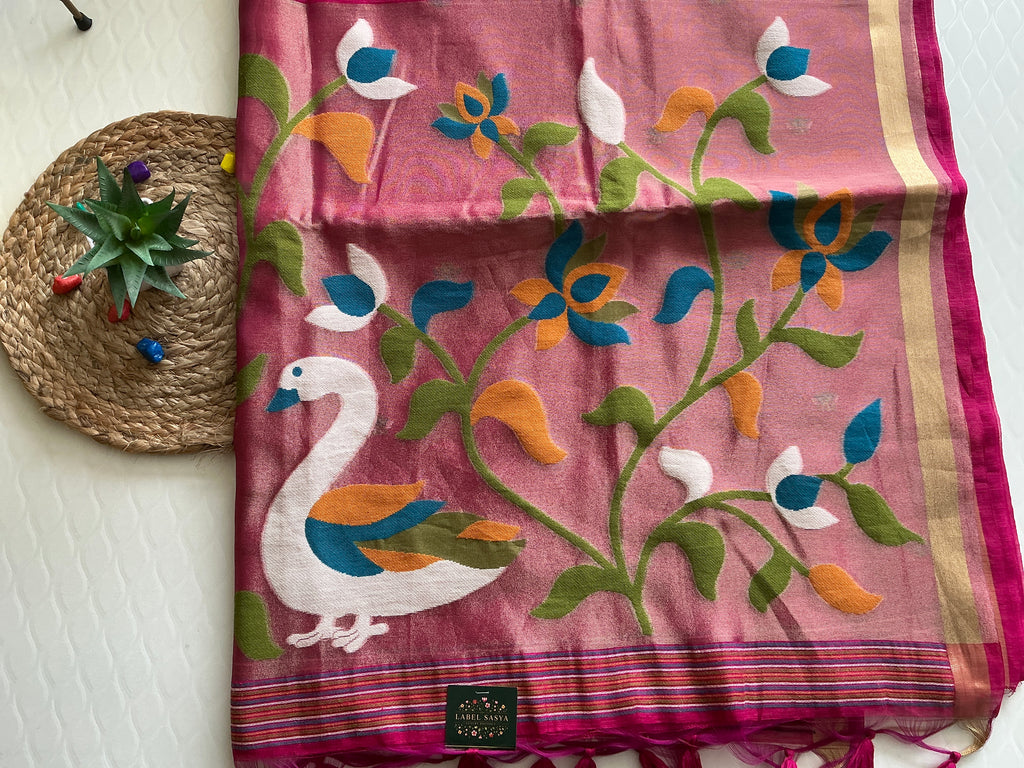 LUXURY LENIN JAMDANI SAREE