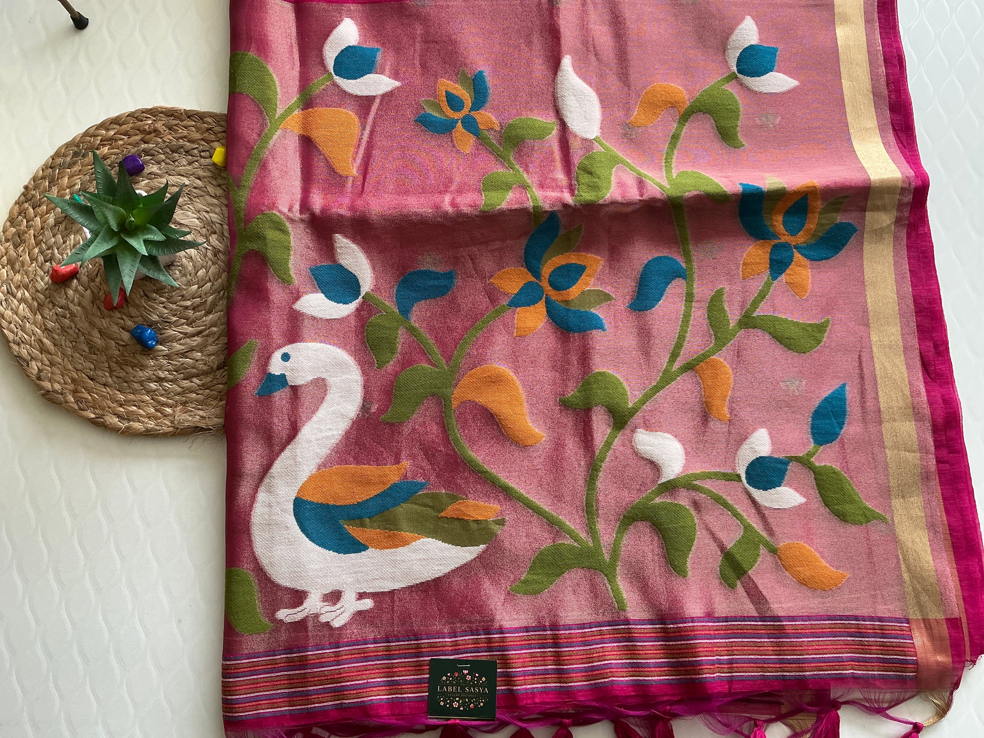 LUXURY LENIN JAMDANI SAREE