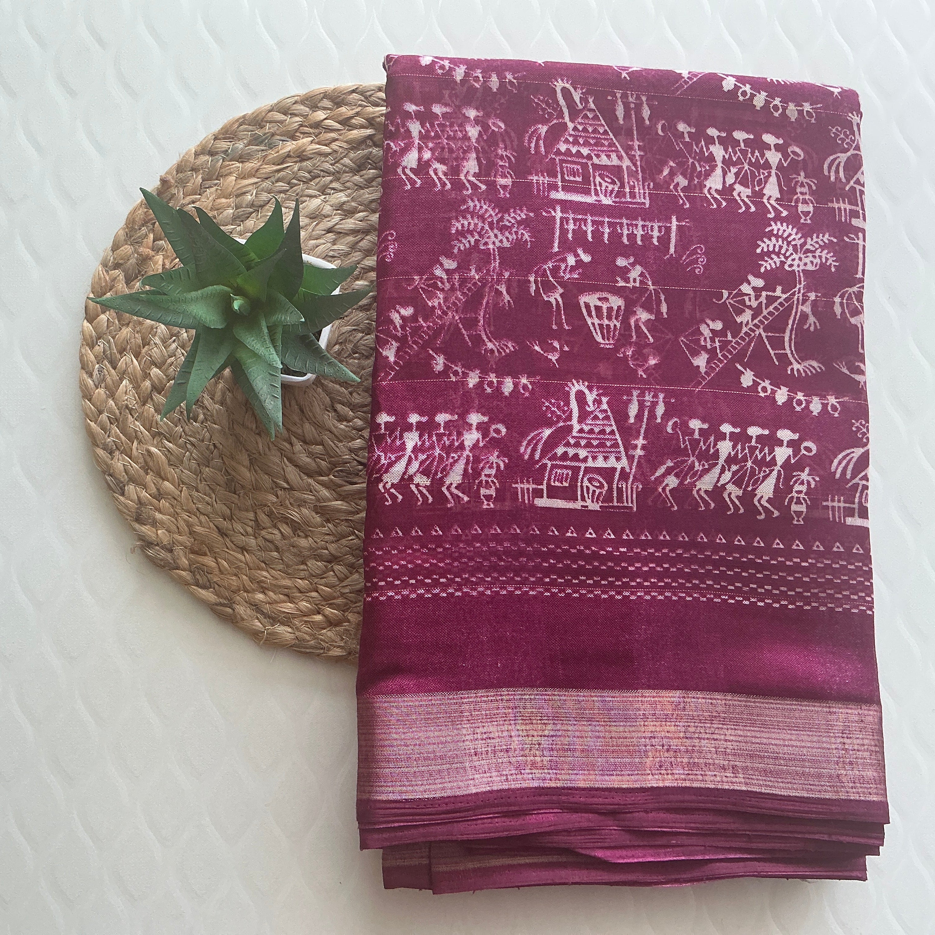 TRADITIONAL SILK COTTON BEAUTY SAREE MEAGANTA COLOUR
