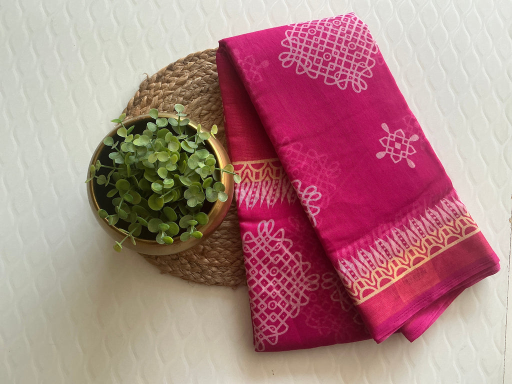 PREMIUM COTTON PINK MUGULU SAREE