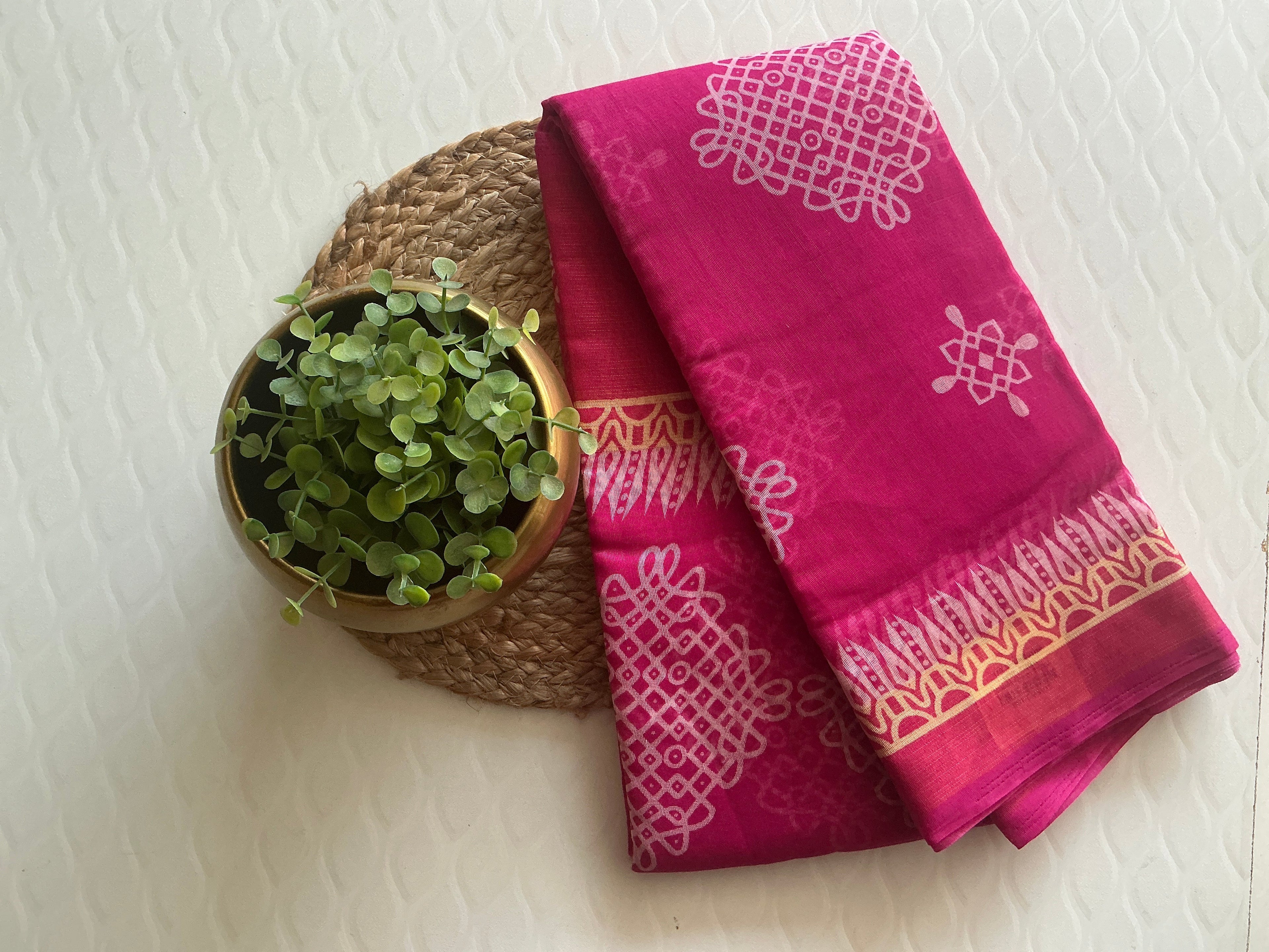 PREMIUM COTTON PINK MUGULU SAREE