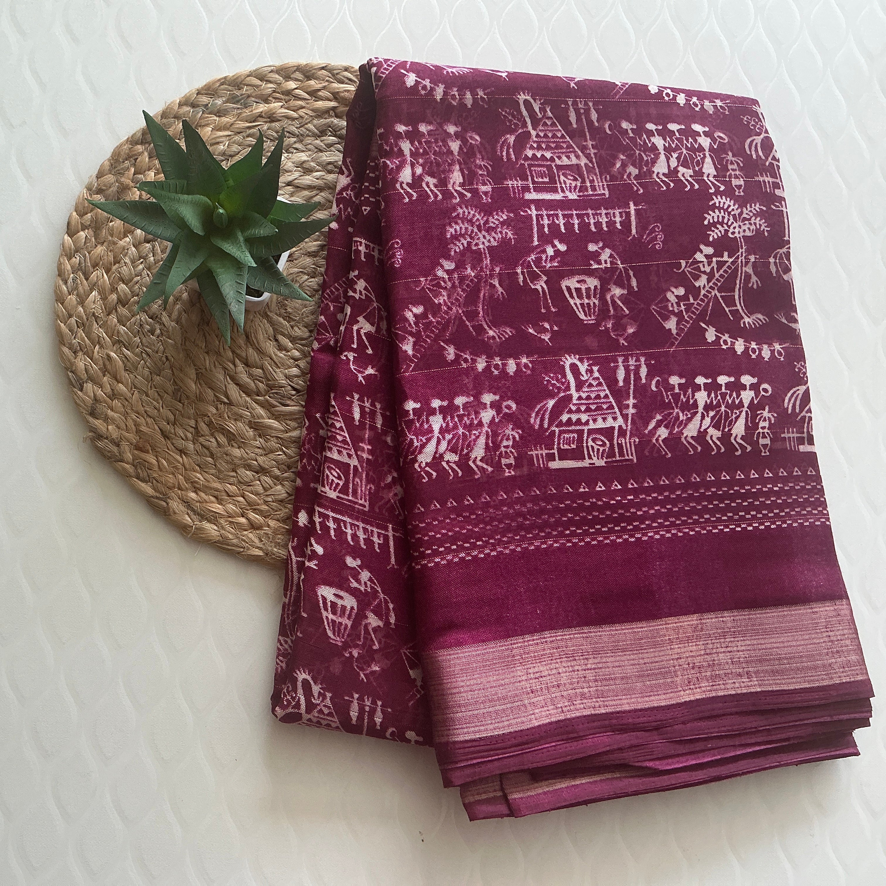 TRADITIONAL SILK COTTON BEAUTY SAREE MEAGANTA COLOUR