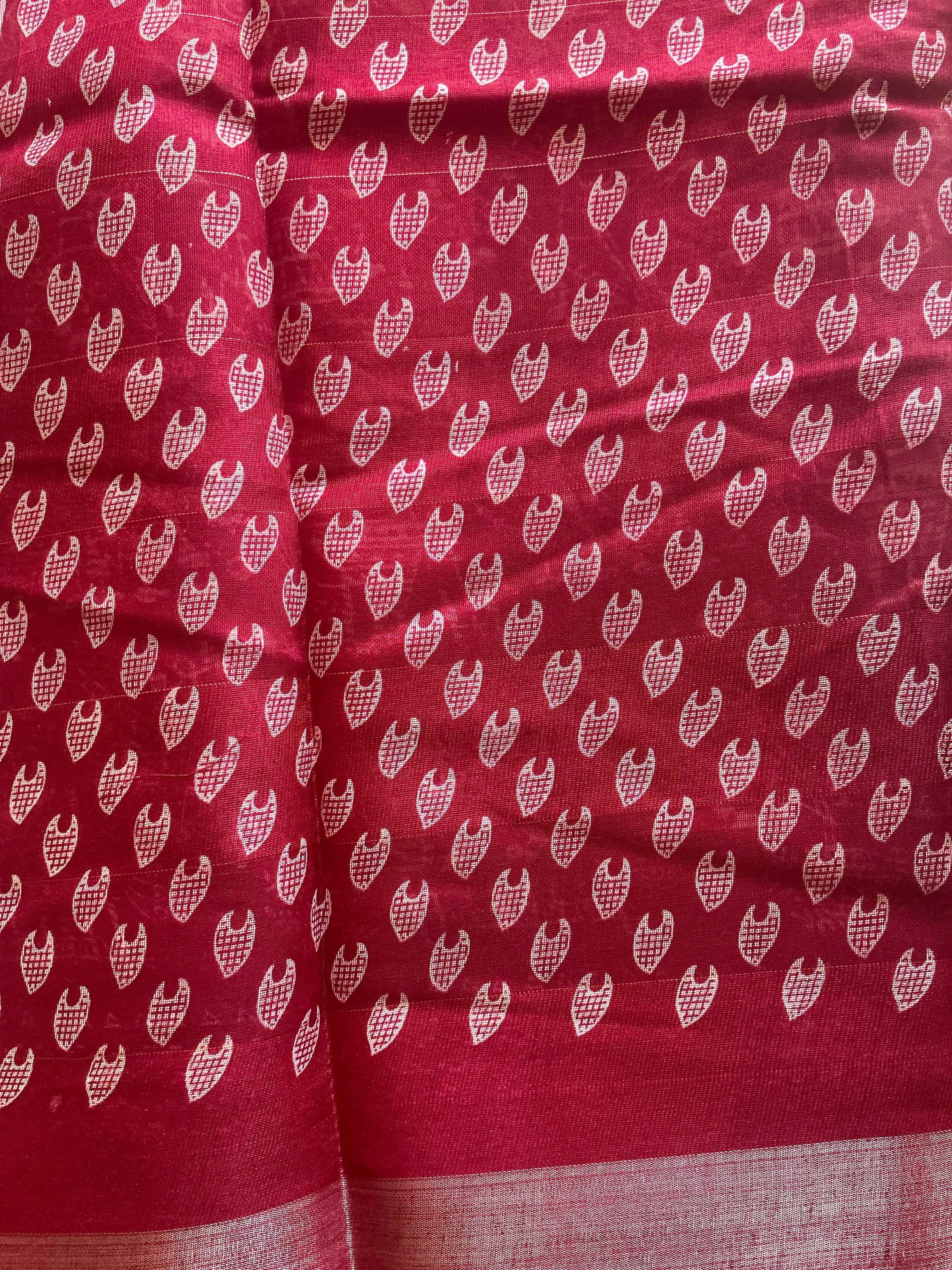 PREMIUM COTTON SILK SAREE RED COLOUR