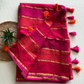 PREMIUM  RAINBOW MUL COTTON  SAREE PINK & ORANGE