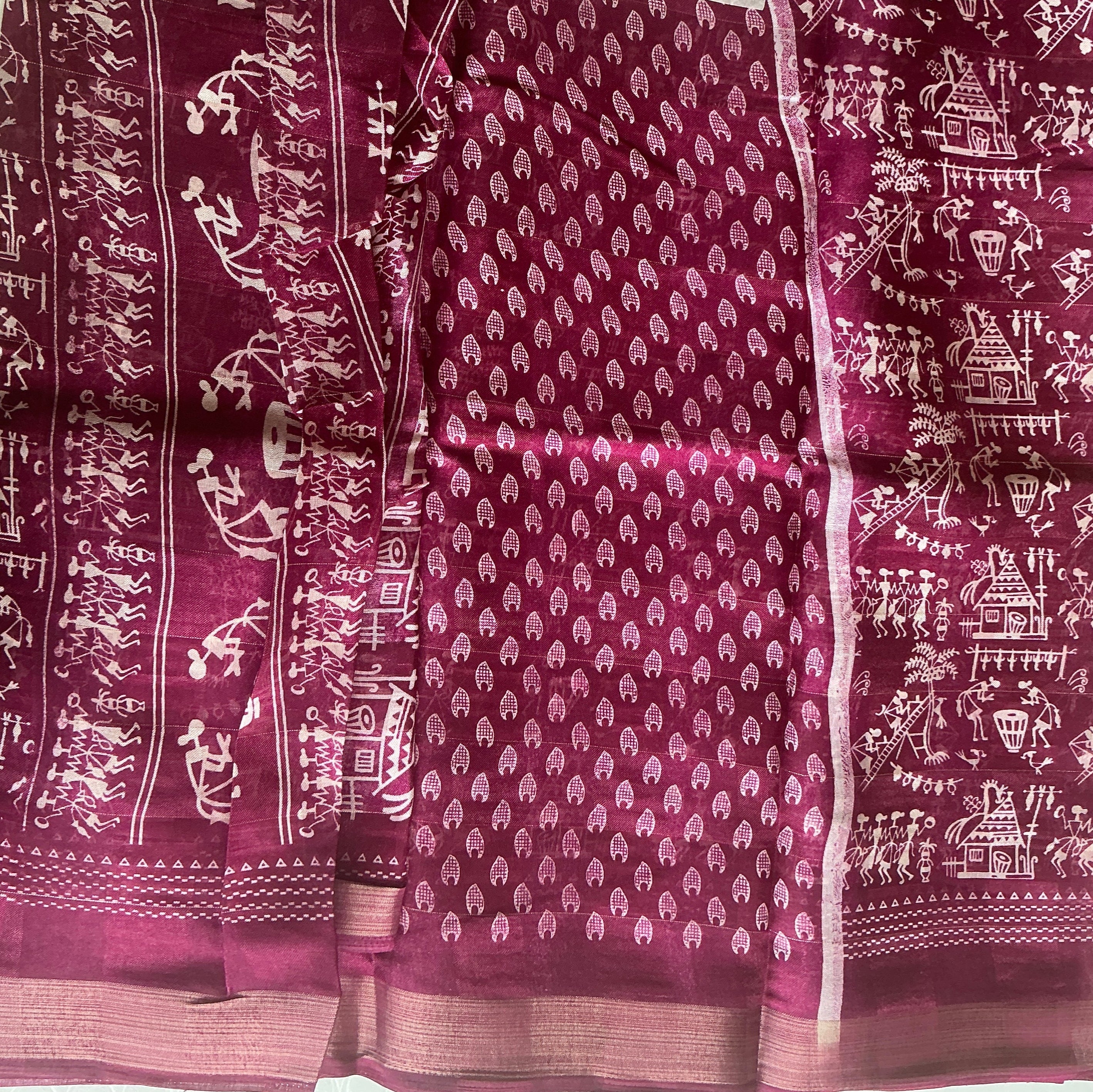TRADITIONAL SILK COTTON BEAUTY SAREE MEAGANTA COLOUR