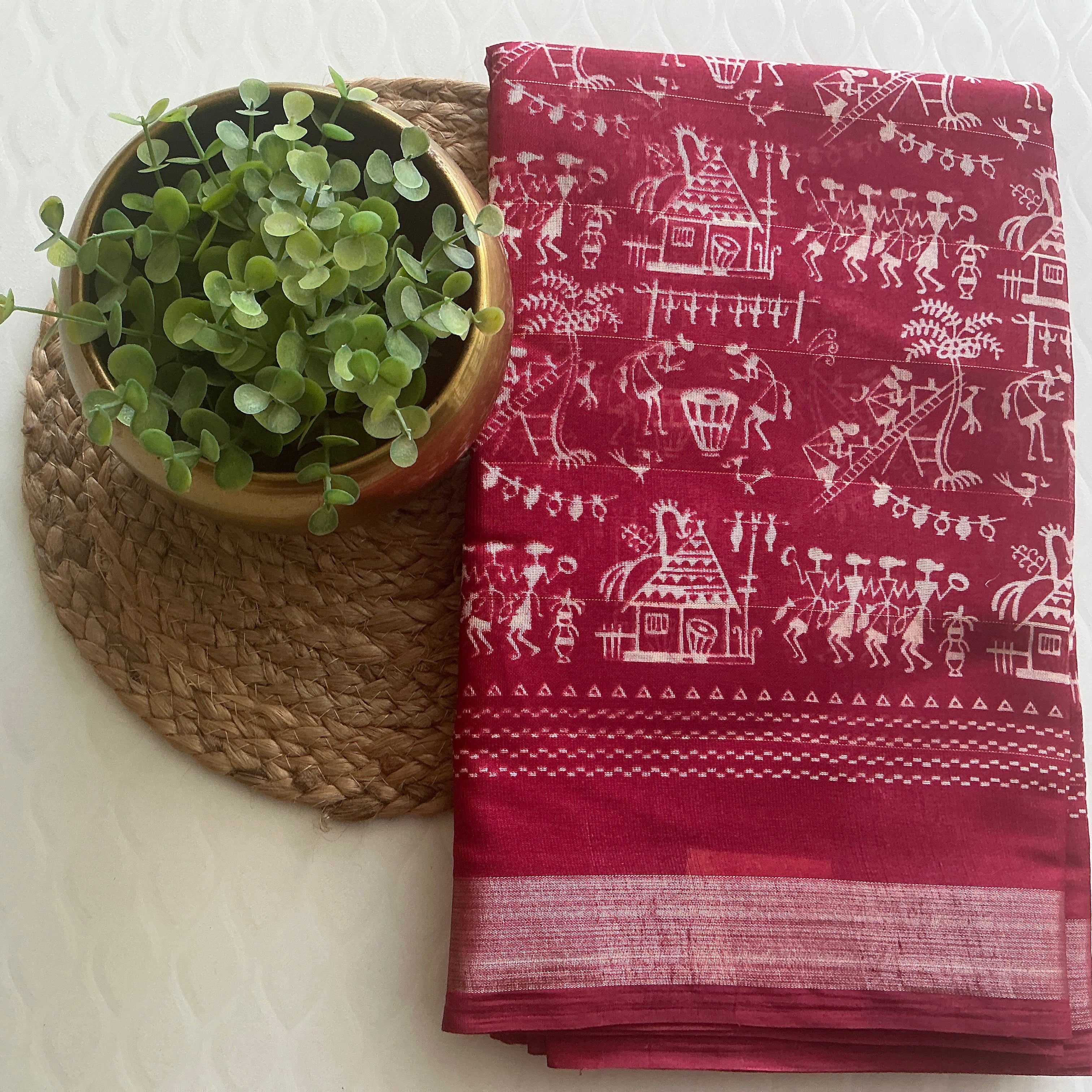 PREMIUM COTTON SILK SAREE RED COLOUR
